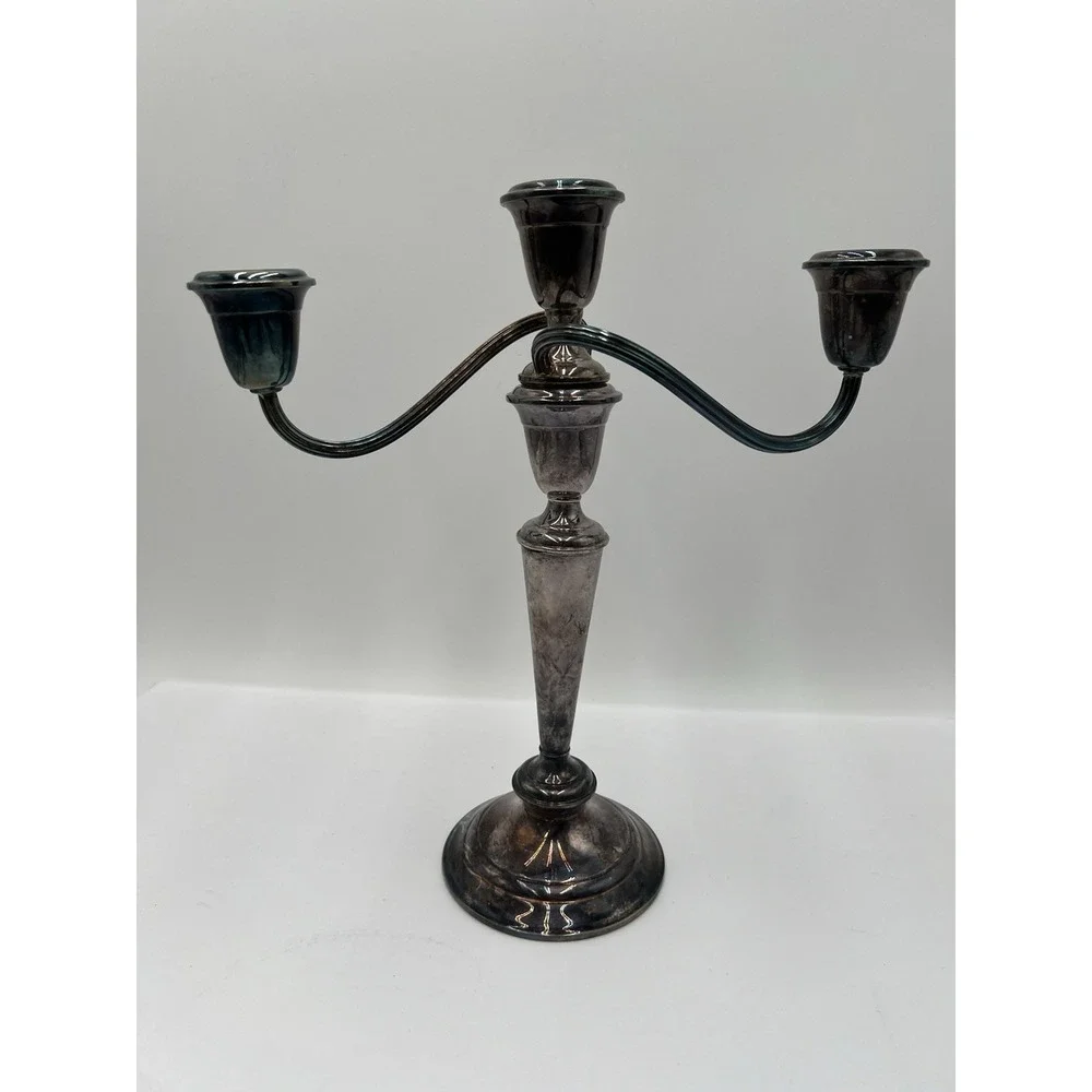 Vintage Pilgrim Silver Plate P536 3 Light Candelabra Candle Holder 11.5